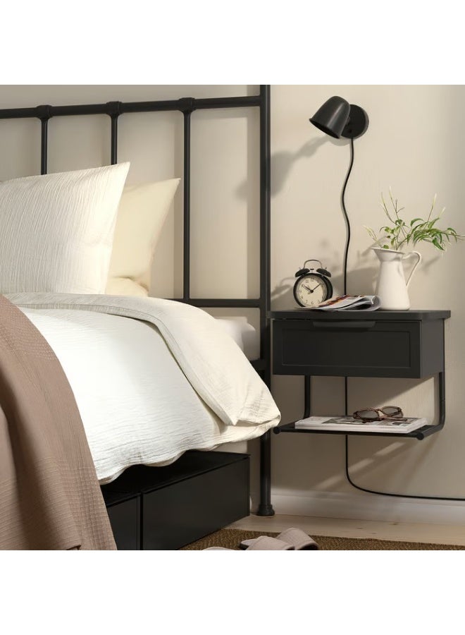 Wall-mounted bedside table, charcoal color, 42×29×31 cm - Image 2